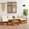 3057653 Marketos 7 Piece Garden Lounge Set with Cushion Cream Solid Acacia Wood (2x311857+311859+311863)