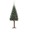 vidaXL Úzký vánoční stromek s LED a sadou koulí zelený 180 cm