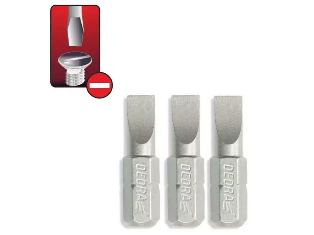 Skrutkové bity ploché SL 6.5x25mm, 3ks blister