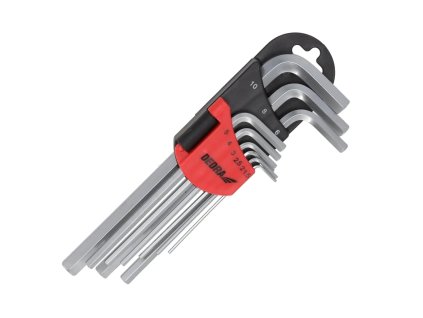 Šesťhranné kľúče dlhé 1,5 – 10 mm, súprava 9 ks, CRV