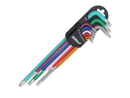 Kľúče TORX extra dlhé farba T10-T50, súprava 9 ks, S2