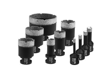 Súprava diamantových korunových vrtákov 6,8,10,12,20,28,35,40,45,68mm, vodidlo vrtákov