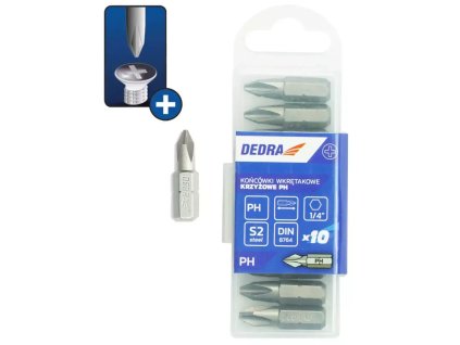 Skrutkové bity Phillips PH3x25mm,10ks plastové puzdro