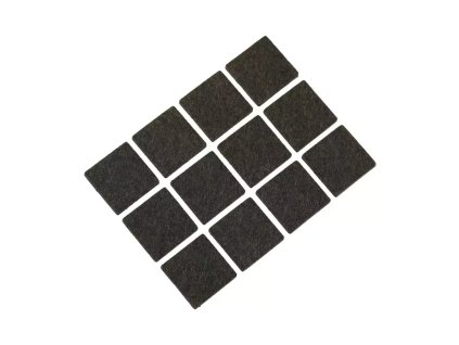 Samolepiace plsťové podložky, súprava 12 ks, štvorcové 25 mm, hnedé