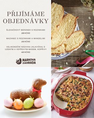 🐣 Hody hody doprovody, přijímáme objednávky 🐏 Velikonoční beránek s rozinkami 289 Kč/ks 🥮 Mazanec s rozinkami a mandlemi...