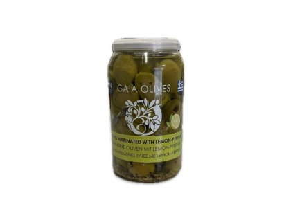 249 gaia green olives marinated with lemon pepper 180g
