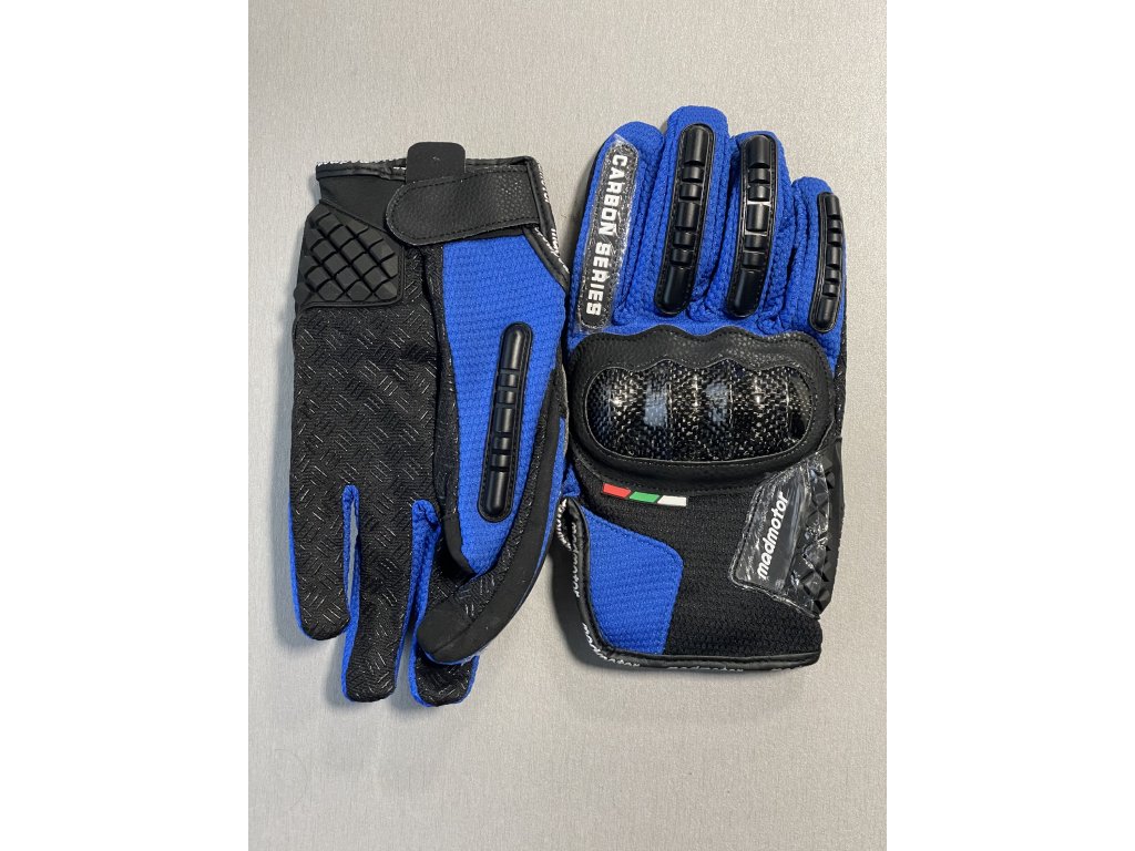 Dospělé rukavice madmotors carbon- modré