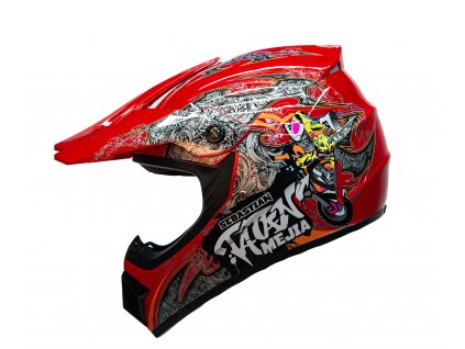Dětská motocross helma Mejia - Červená