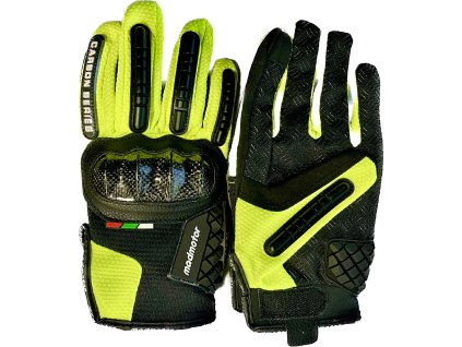 Dospělé rukavice Madmotor Carbon - zelenožluté