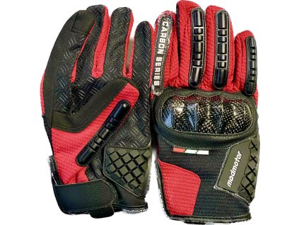 Dospělé rukavice Madmotor carbon- červené