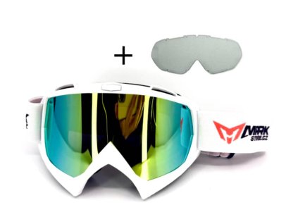 Bílé Cross/MTB brýle - zlaté+čiré sklo