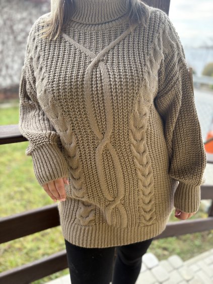 Svetrové rolákové šaty Serene béžové