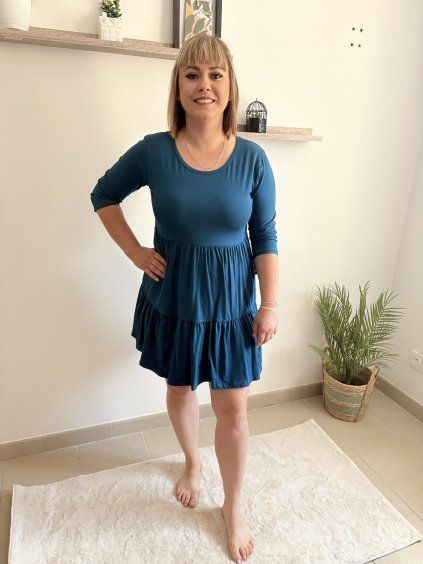 Dámské modré šaty s volánky Suzanne