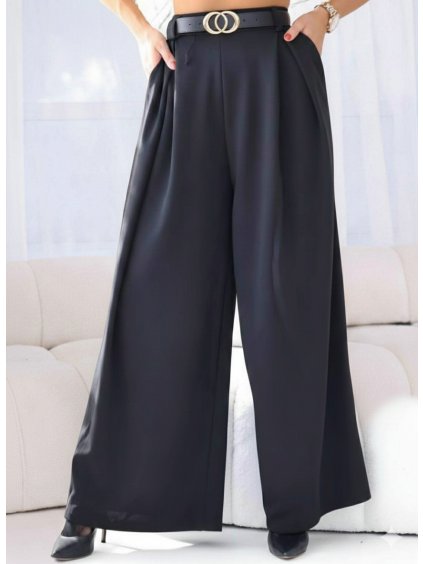 Vysoké široké kalhoty černé - Reki