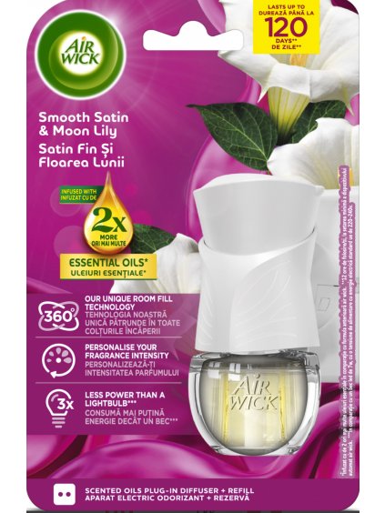 AIR WICK electric komplet Jemný satén & Měsíční lilie 19 ml