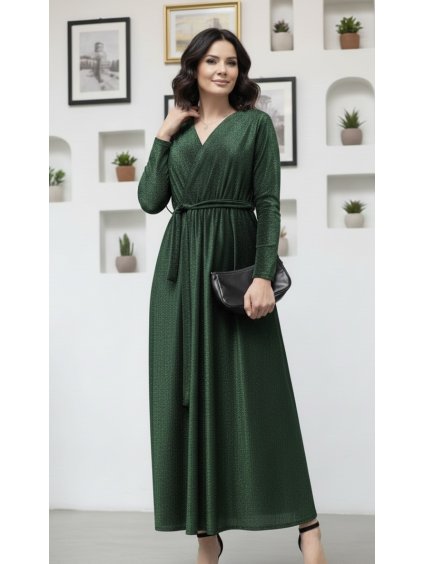 Plesové MAXI šaty Emerald Grace - Tmavě zelené