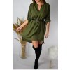 Košilové šaty - tunika  s páskem Khaki Berenika