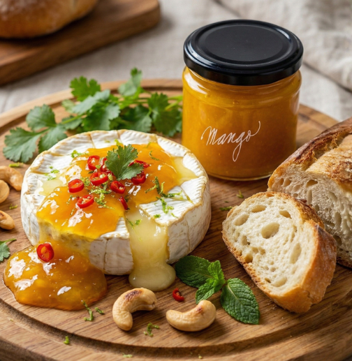 Příběh našeho dokonalého mangového džemu a recept na pečený sýr