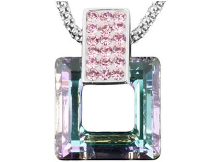 Swarovski Elements Přívěsek na krk s řetízkem Rectangel + quad 20mm / vitrail light rose