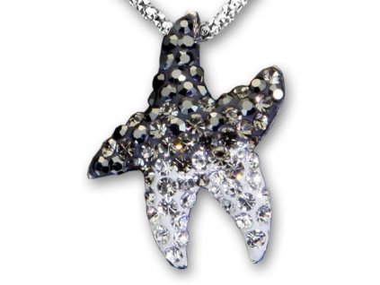 Swarovski Elements Přívěsek na krk - mořská hvězda parts 22mm / mix hematit+black diamonds+crystal