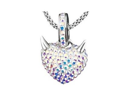 Swarovski Elements Přívěsek na krk - devils heart 16mm / crystal ab