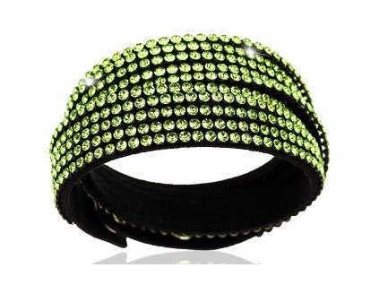 Náramek Double Mesh small, černý - Swarowski Elements, peridot