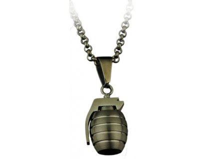 Přívěsek na krk Bomb s řetízkem - chirurgická ocel, černá, 3cm