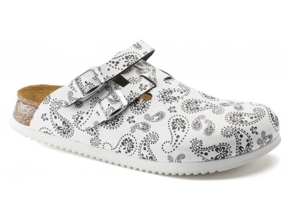 Birkenstock professional Kay SL / Paisley Black/White, Birko-flor s protiskluzovou podrážkou