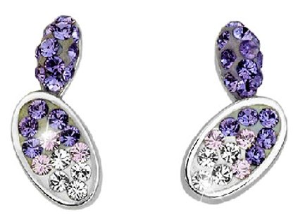 Náušnice Lila parts - Swarovski Elements / tanzanite, violet, cystal