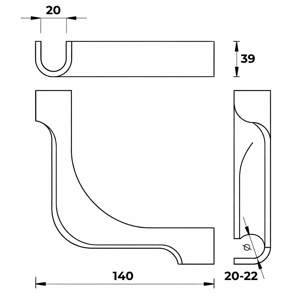 MARROY oblúk vodiaci plastový MAGGIO pre rúrky Ø20-22 mm, MRY249010310, 8585053369028, vodiaci oblúk, vodiaci oblúk pre podlahovku, oblúk pre rúrky podlahového kúrenia, ochranný oblúk na rúrky, vodiaci oblúk 90°, príslušenstvo pre podlahové kúrenie, rozmery