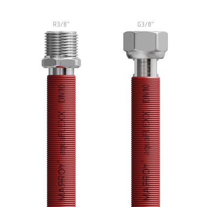 MARROY hadica voda EN10380 rozťahovacia aquaFLEXX R3/8"- G3/8" - 200/400 mm, červená,MRY125304001,8585053317012,celokovové hadice,nerezové hadice,antikorové rozťahovacie hadice,flexibilné vodovodné hadice,hadice na kúrenie,rozťahovacie hadice na vodu,hadice z nerezu,kvalitné kovové hadice,flexibilné hadice na kúrenie,trvanlivé hadice z ocele,odolné vodovodné hadice