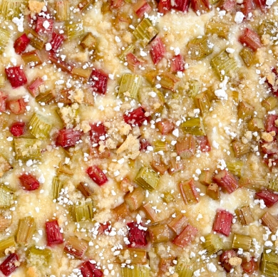 Koláč s tvarohem a rebarborou