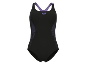 Swimsuit Ladies Graphic Black Lavende One