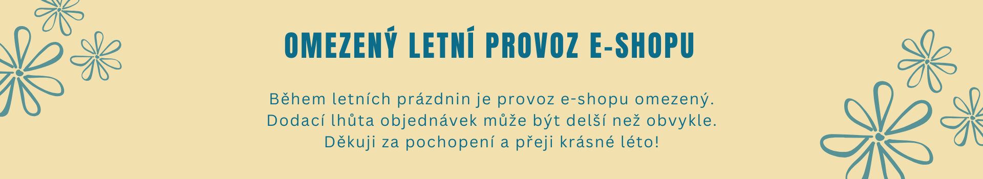 Omezený letní provoz e-shopu