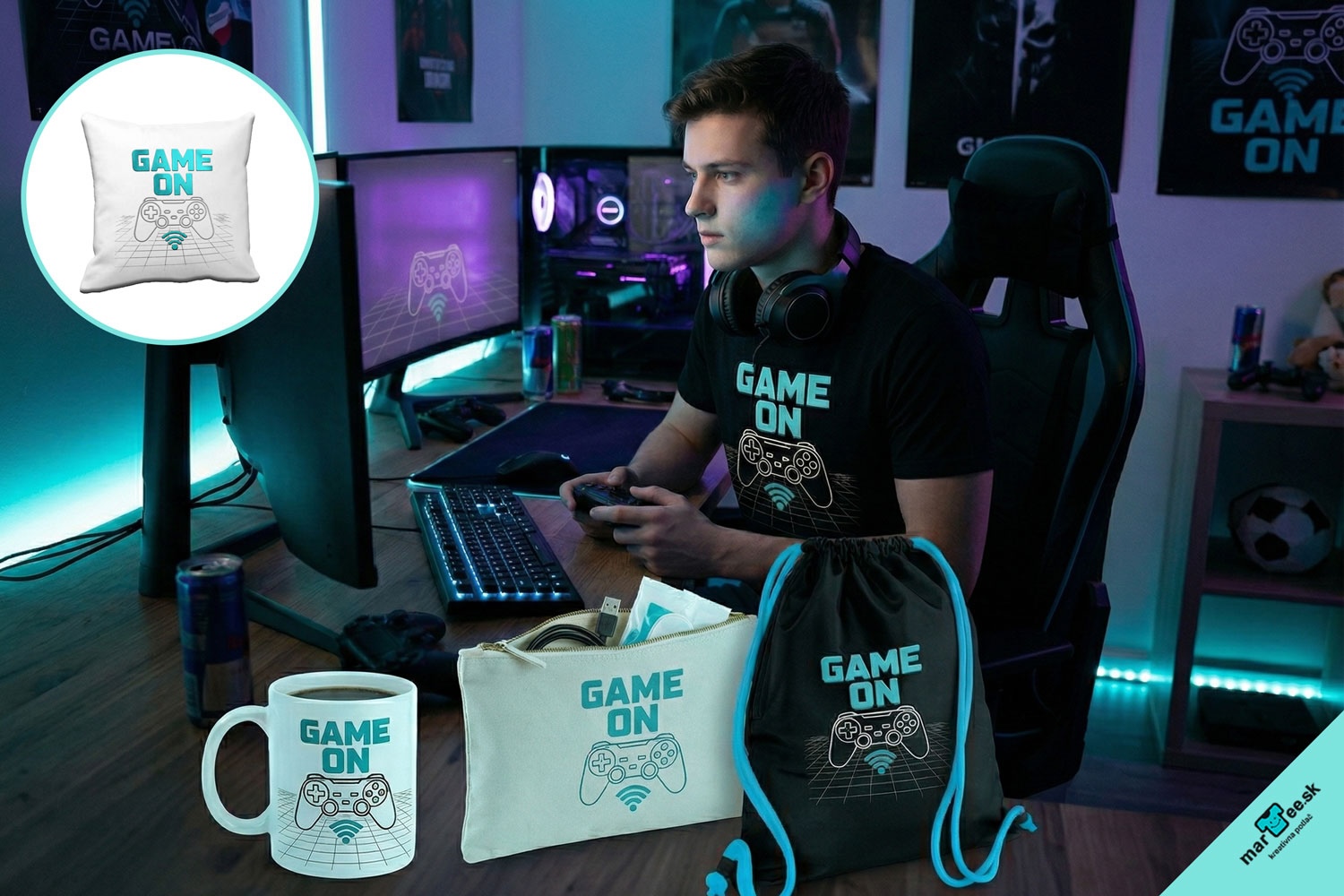 Grafický-motív-originálne-darčeky-Game-on-vankúš