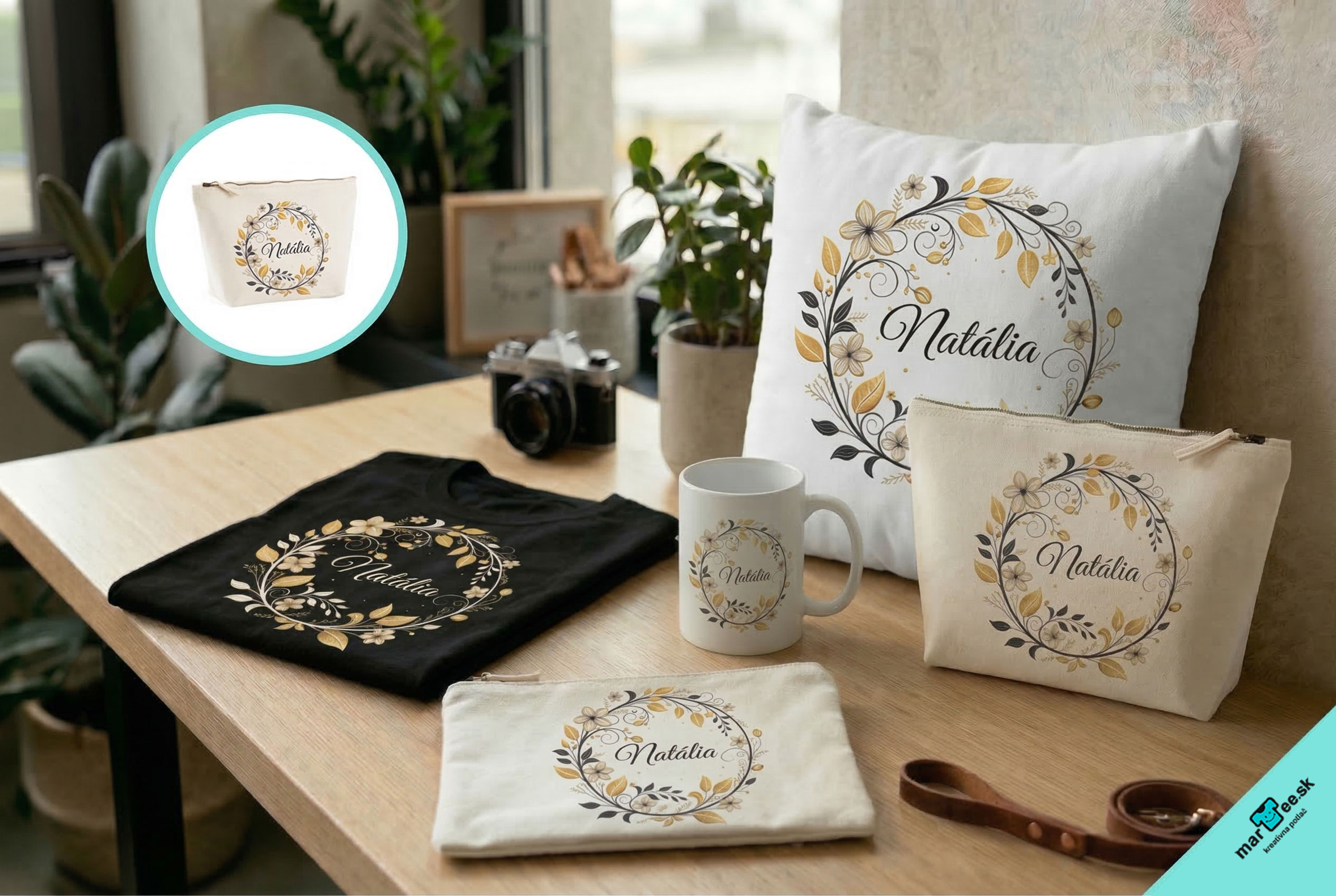 Grafický-motív-originálne-darčeky-Kvetinový-rám-meno-Nákupná-taška