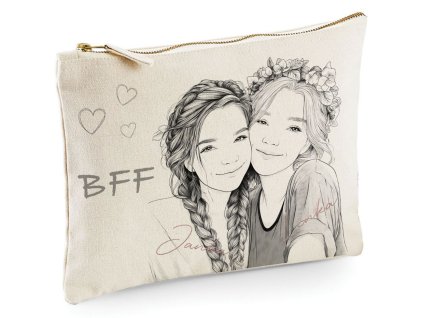 Template kozmeticka T Two teenage BFF Girls PINK Name