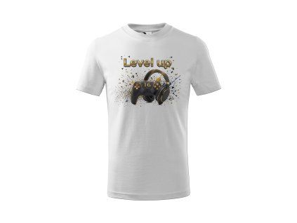 Template T shirt Basic White Level Up playstation 1