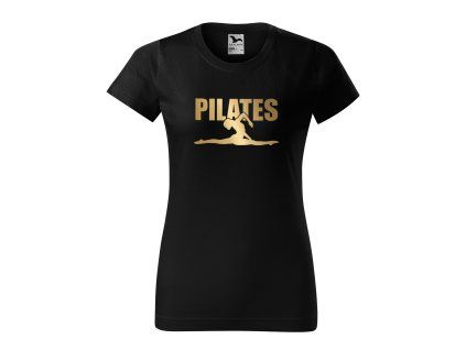 DÁMSKE čierne tričko Pilates silueta Zlatý gradient