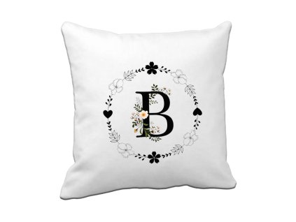 Template Vankúš kvetinový rám s inicálou