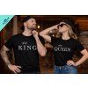 Grafický motív Queen a King čierne tričko s potlačou