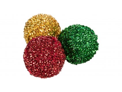 Xmas balls - vánoční chrastící míčky 3ks, 4 cm, plast/polyester