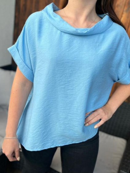 Modrá halenka SOLVIA s volným límcem