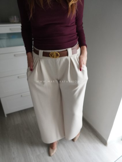 Krémové kalhoty ELLARIE s páskem