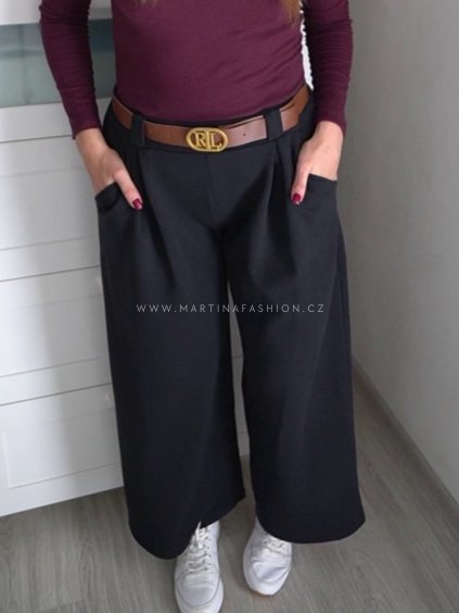 Černé kalhoty ELLARIE s páskem