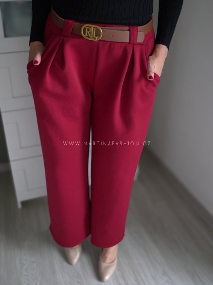 Bordó kalhoty ELLARIE s páskem
