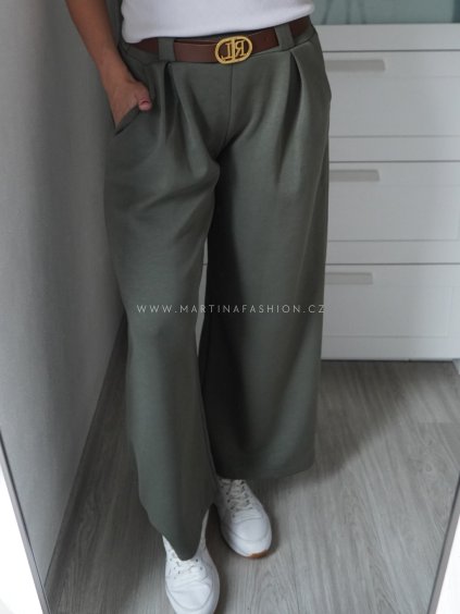 Khaki kalhoty ELLARIE s páskem