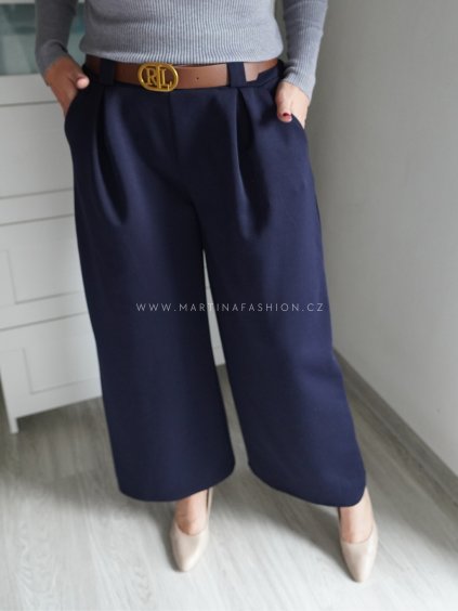 Tmavě modré  kalhoty ELLARIE s páskem