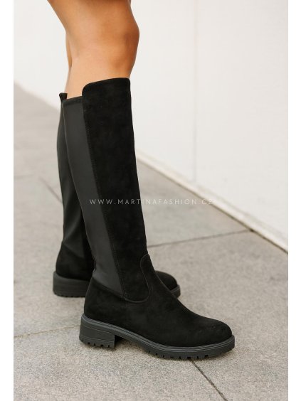 Černé semišové kozačky LYANA