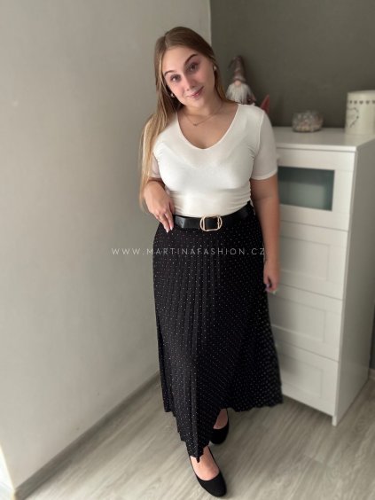 Černá plisovaná sukně MELANY s kamínky